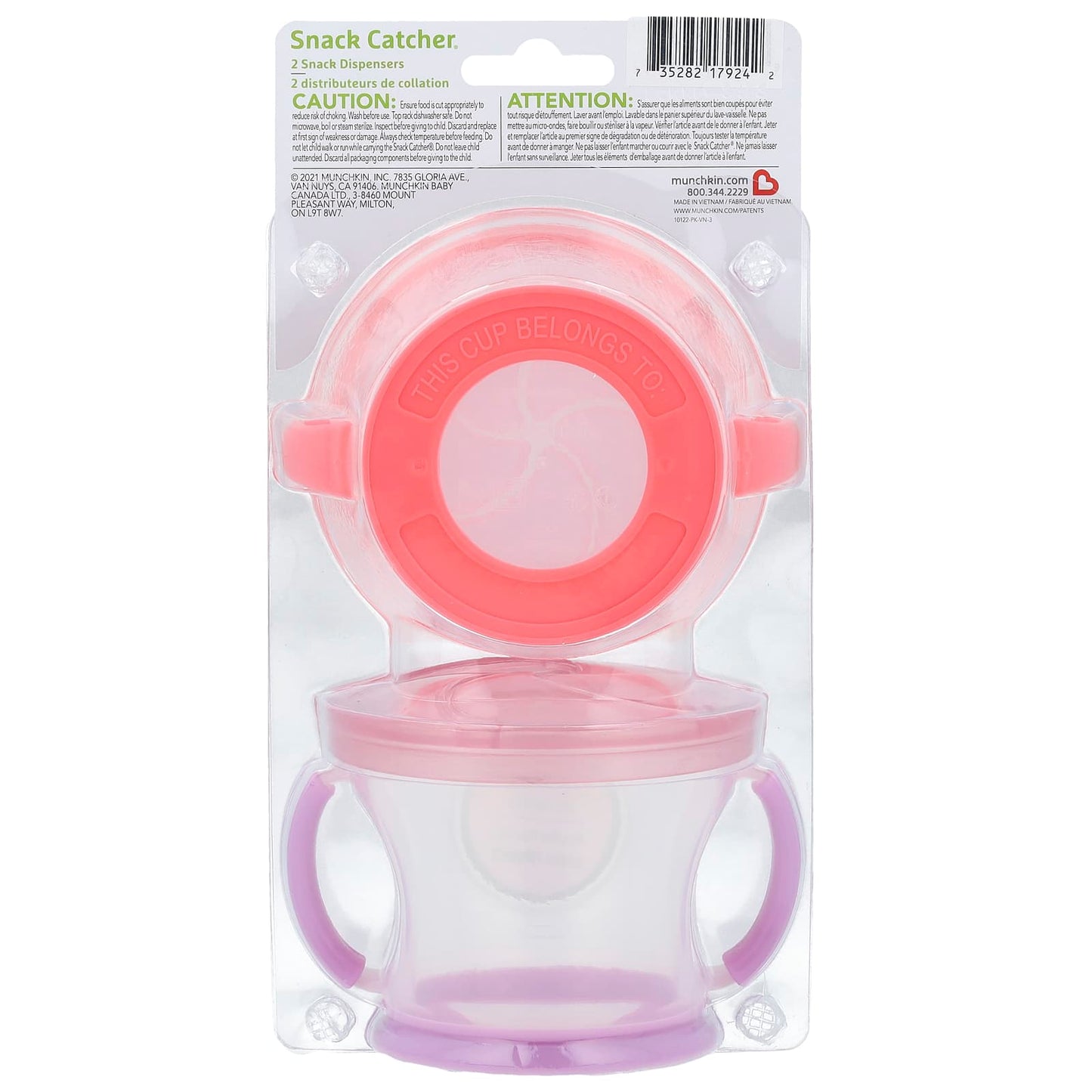 Munchkin, Snack Catcher™, Snack Dispensers, 12 Months+, Light Pink & Light Purple, 2 Count - Image 2