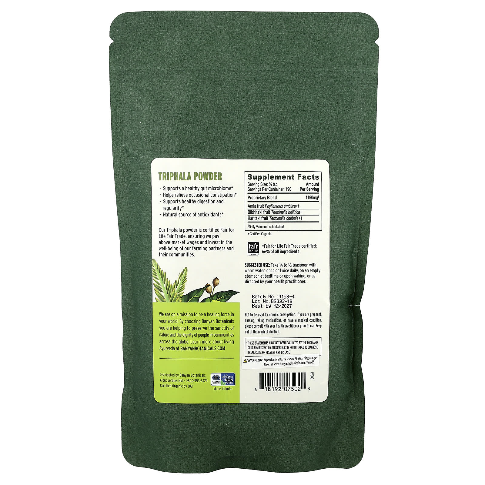 Triphala Powder for Healthy Digestion & Gut Balance - 0.5 lb - Image 2