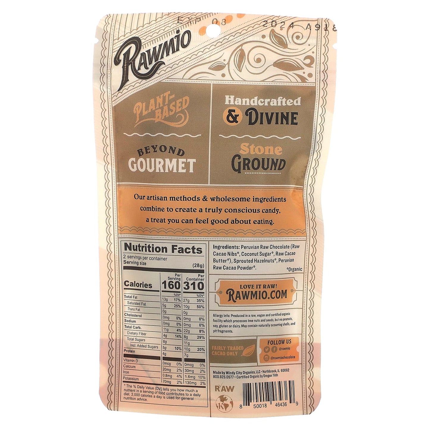Rawmio, Chocolate Covered Sprouted Hazelnuts, 2 oz (56.7 g) - Image 2