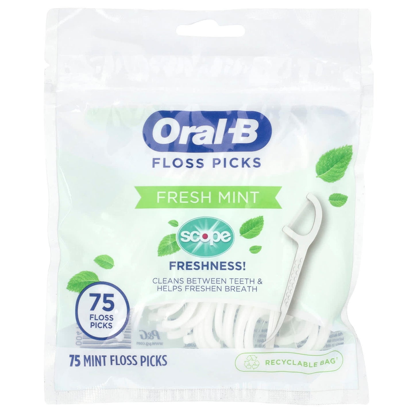 Oral-B, Scope Floss Picks, Fresh Mint, 75 Floss Picks - Image 1