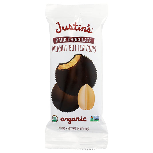 Justin's Organic Dark Chocolate Peanut Butter Cups, 2 Cups, 1.4 oz | USDA Organic - Image 1