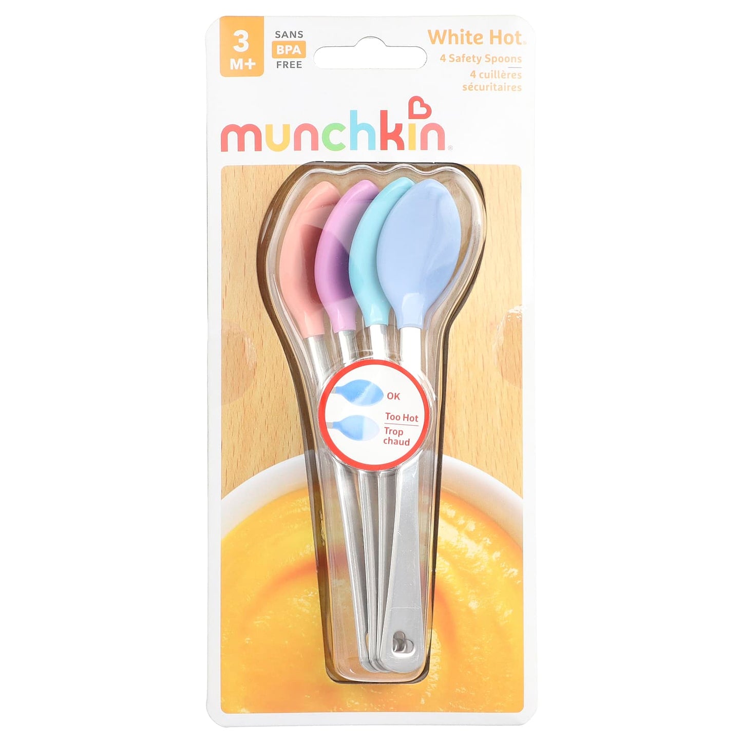 Munchkin, White Hot®, Safety Spoons with Stainless Steel Handle, 3 Months+, 4 Count - Image 1