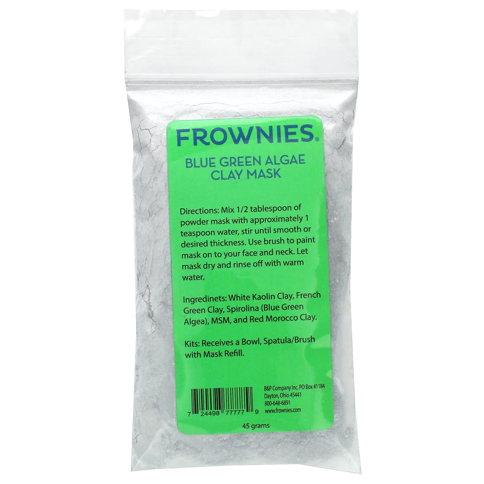 Blue Green Algae Clay Mask for Glowing Skin, 45g - Frownies - Image 1