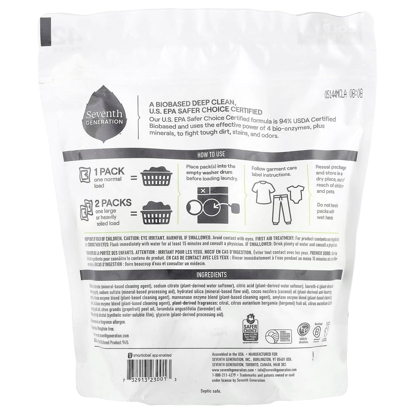 Seventh Generation, Laundry Detergent Packs, Ultra Power +, Clean Scent, 42 Packs, 29.6 oz (840 g) - Image 2