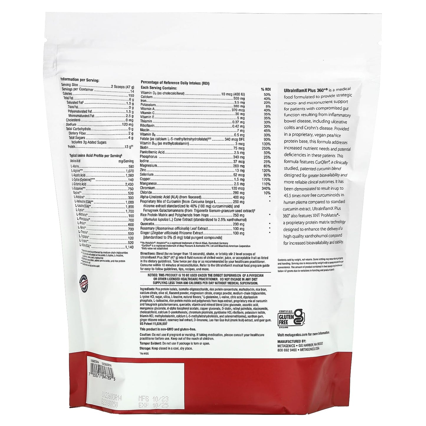 Metagenics, UltralnflamX Plus 360°, Medical Food, Orange, 23.21 oz (658 g) - Image 2