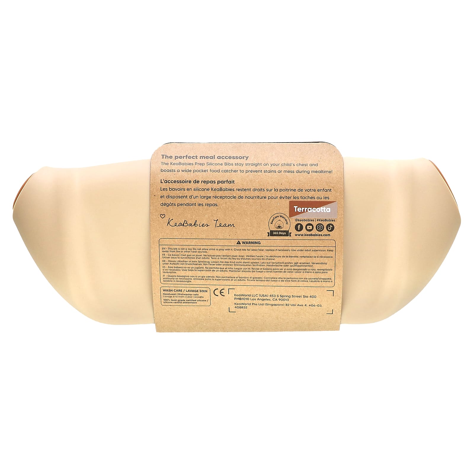 KeaBabies, Prep Silicone Bibs, 6-36 Months, Terracotta, 2 Pack - Image 2