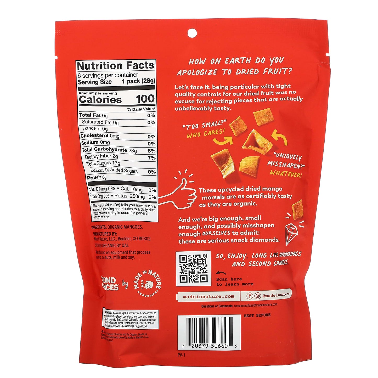 Made in Nature, Second Chances Mangoes, Dried Upcycled Fruit, 6 Pack, 1 oz (28 g) Each - Image 2
