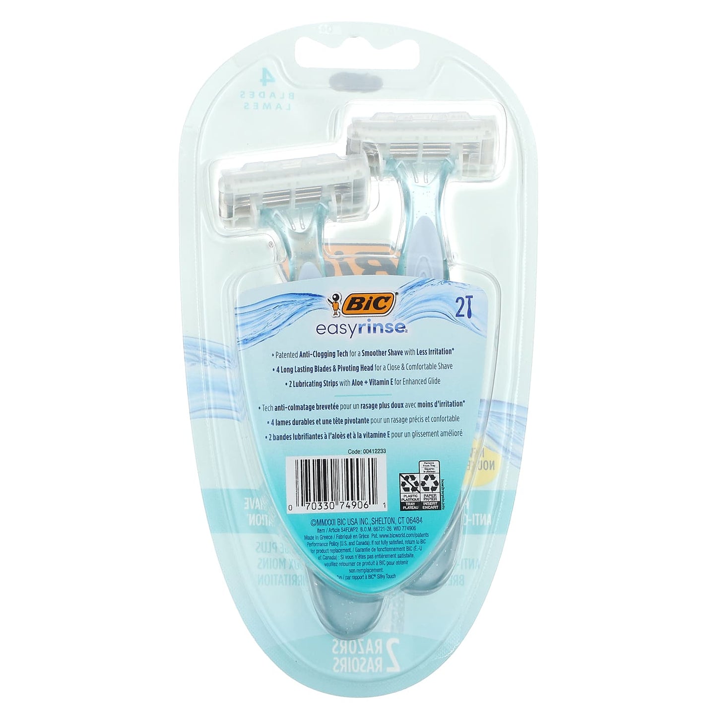 BIC EasyRinse Women's Disposable Razors, 4-Blade Shaving, Anti-Clog Tech - Image 2