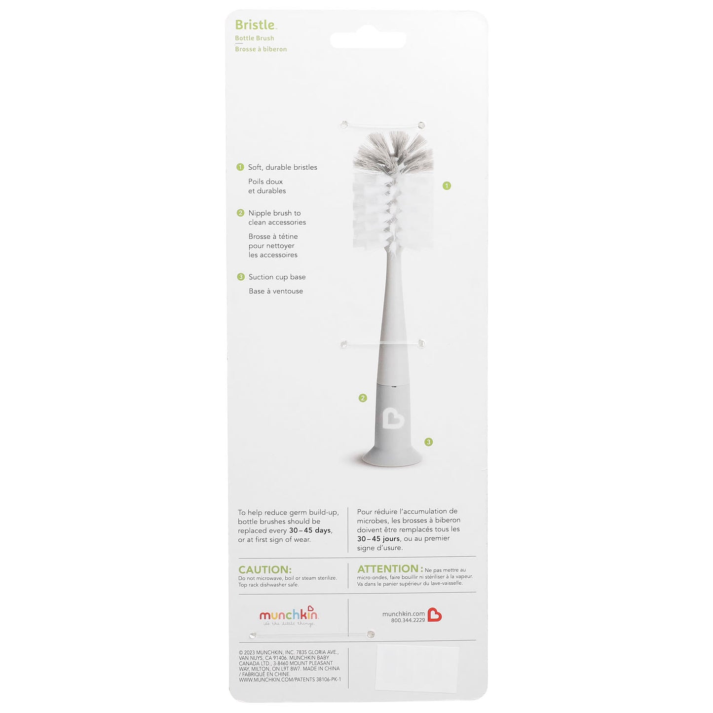 Munchkin, Bristle™ Bottle Brush, Grey, 2 Count - Image 2