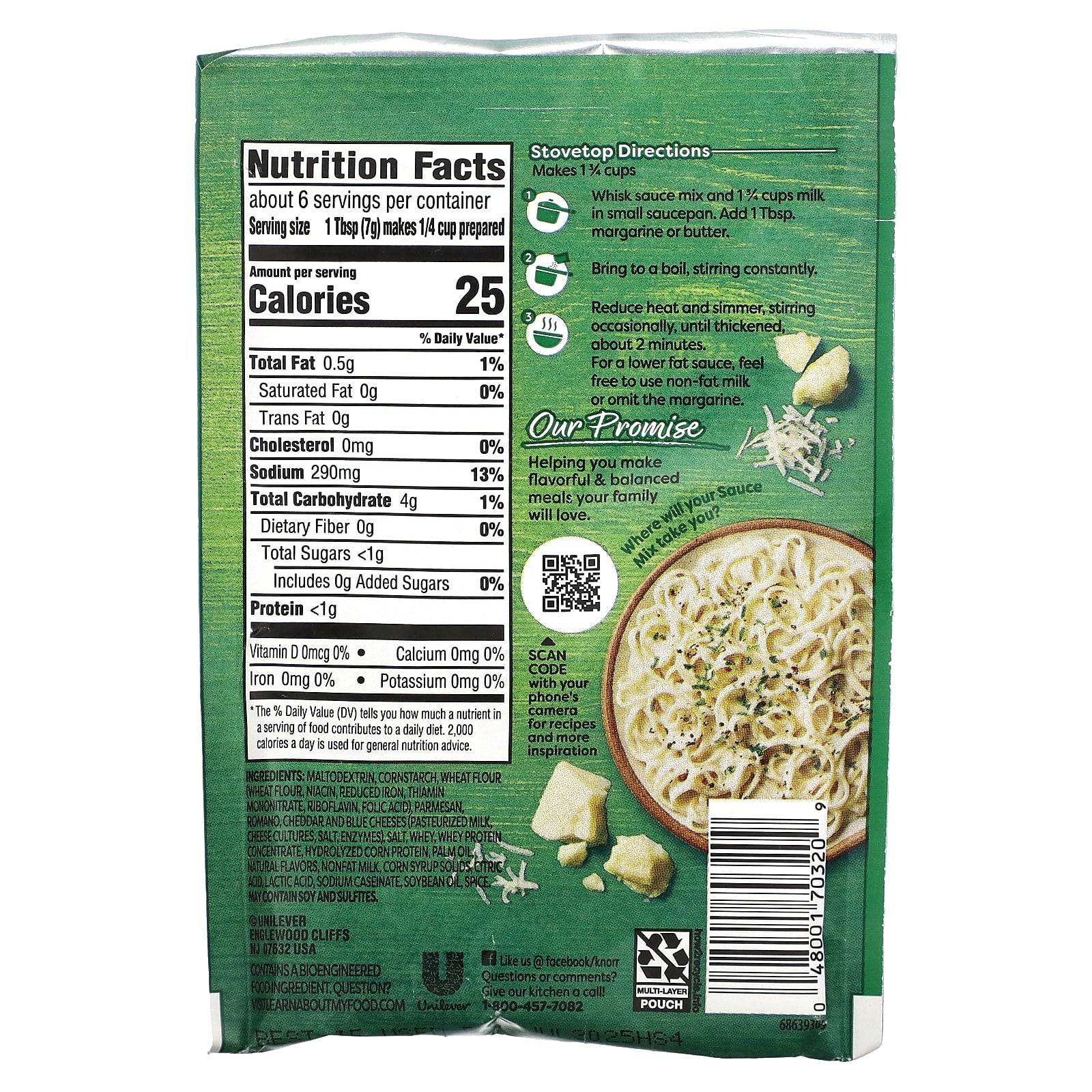 Knorr, Alfredo Sauce Mix, 1.6 oz (45 g) - Image 2
