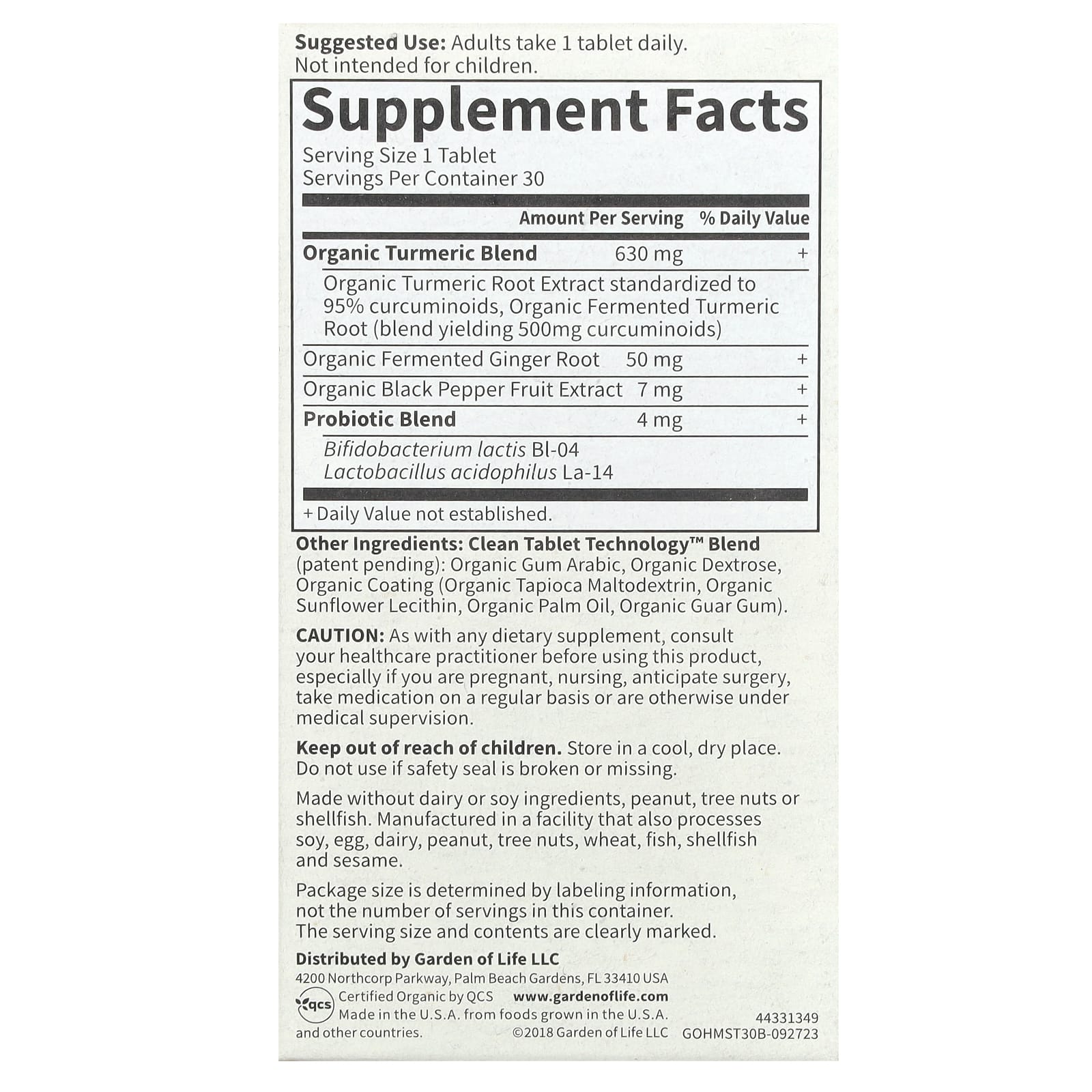 Garden of Life Turmeric Maximum Strength 30 Vegan Tablets - Image 2