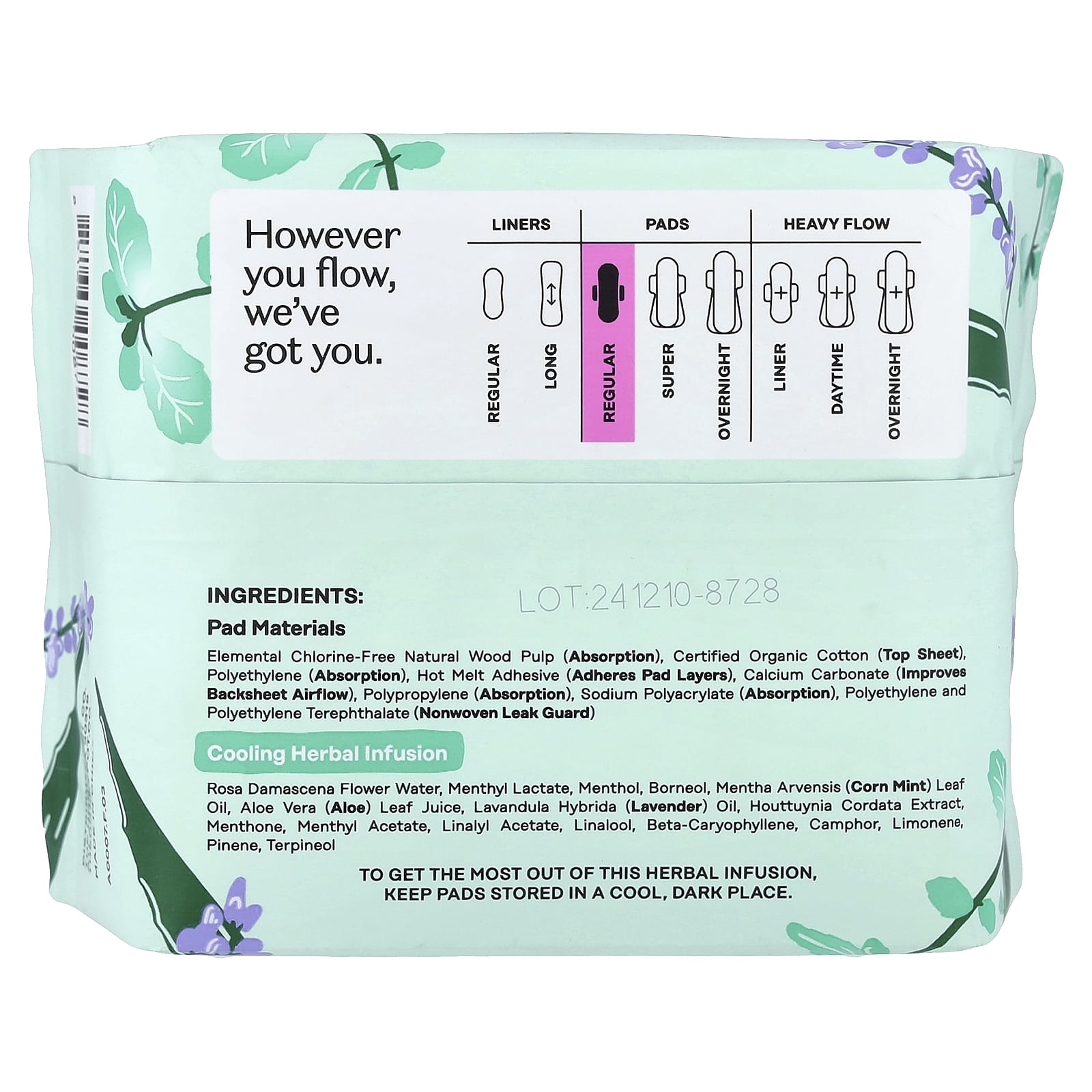The Honey Pot Company, Cooling Herbal Infusion, Pads with Wings, Regular, 20 Count - Image 2