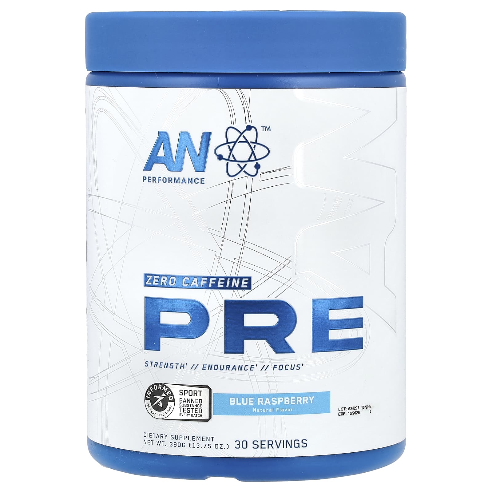 Zero Caffeine Pre-Workout Supplement by AN Supps - Blue Raspberry - Image 1