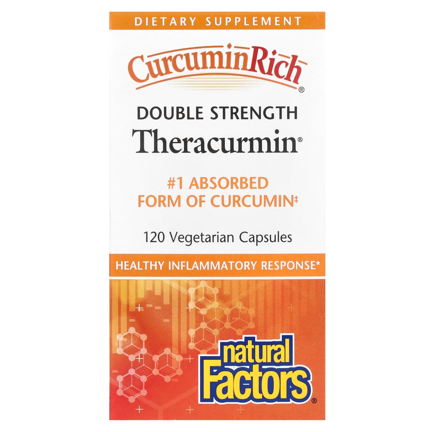 Natural Factors, CurcuminRich®, Double Strength Theracurmin®, 60 mg, 120 Vegetarian Capsules - Image 1