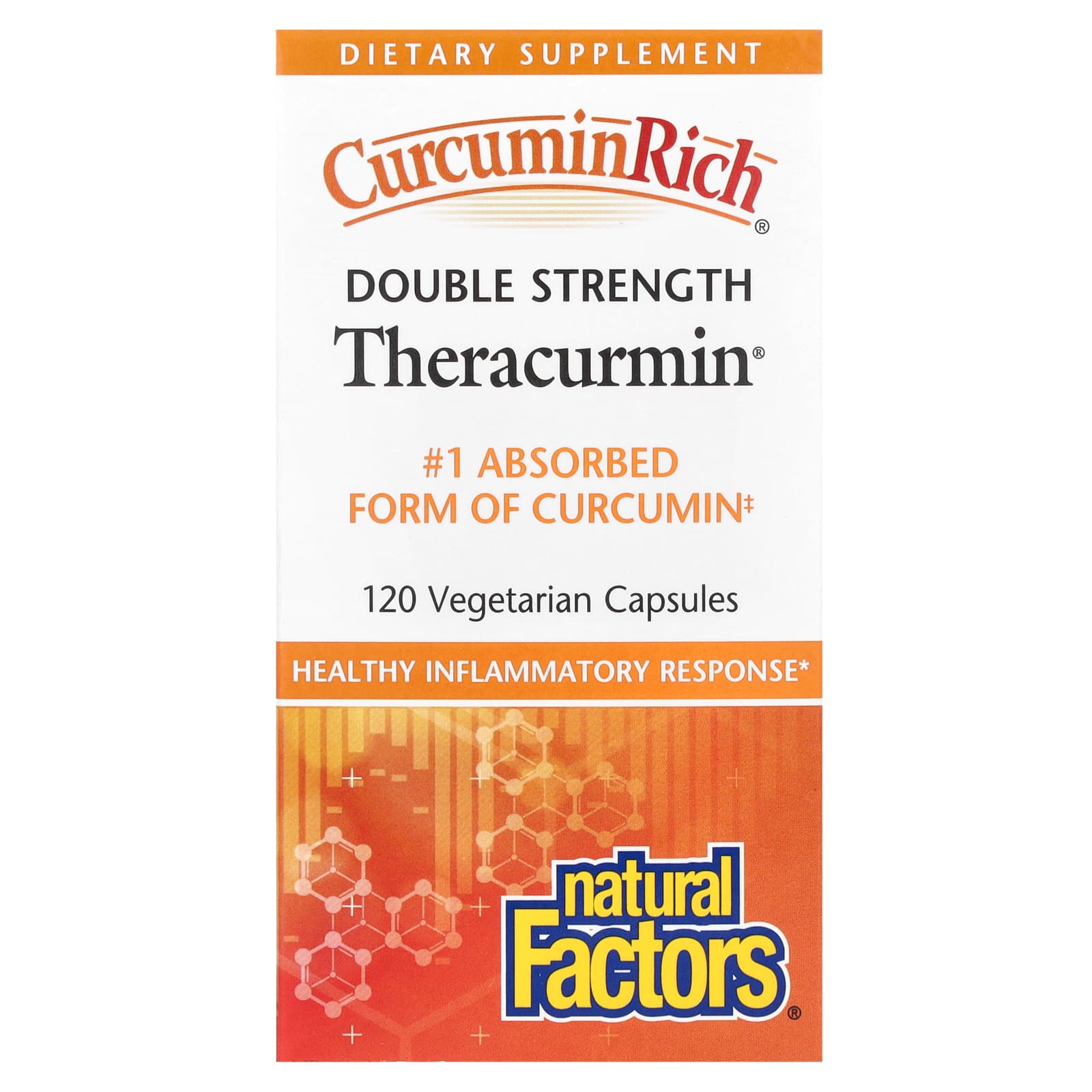 Natural Factors, CurcuminRich®, Double Strength Theracurmin®, 60 mg, 120 Vegetarian Capsules - Image 1