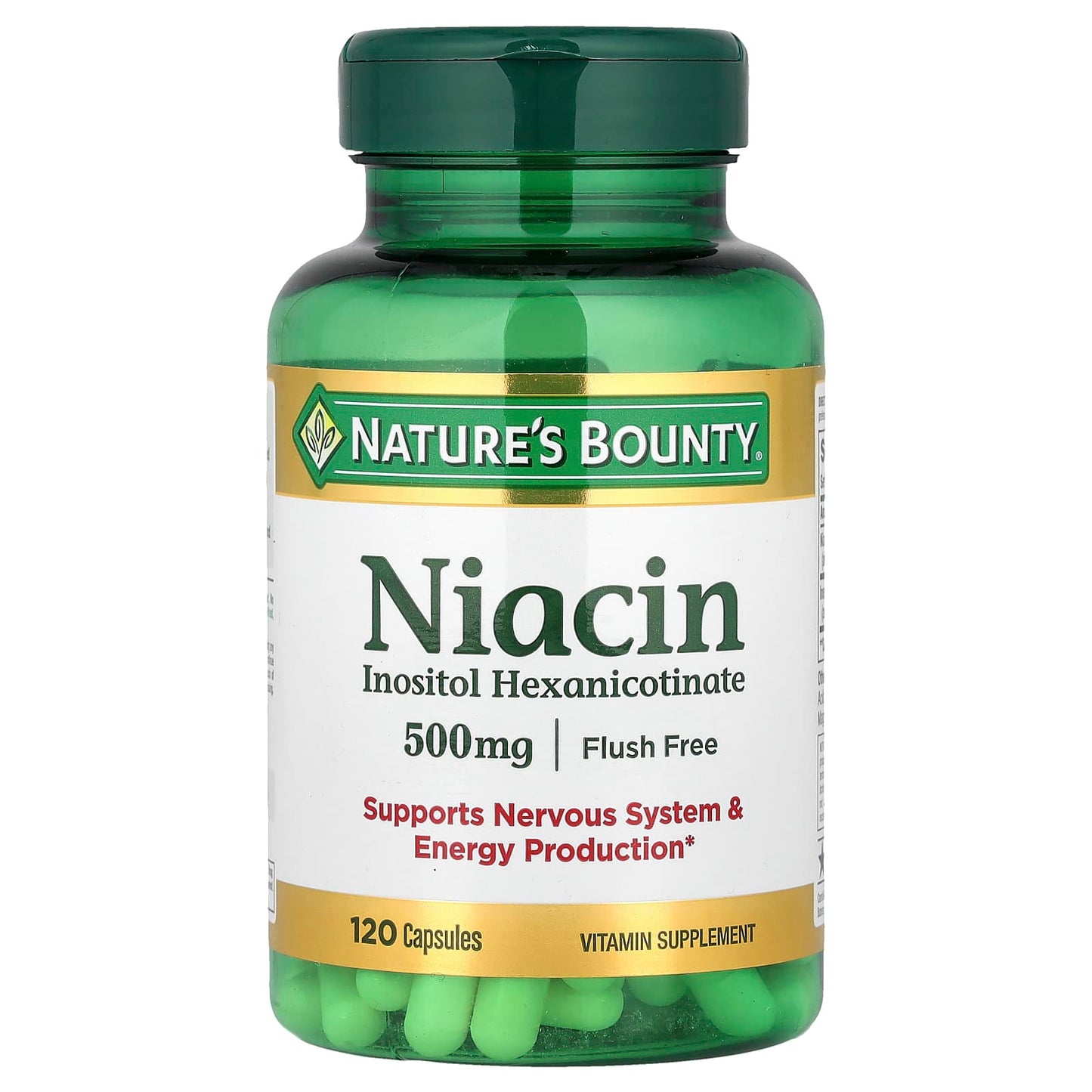 Nature's Bounty, Niacin, Flush Free, 500 mg, 120 Capsules - Image 1