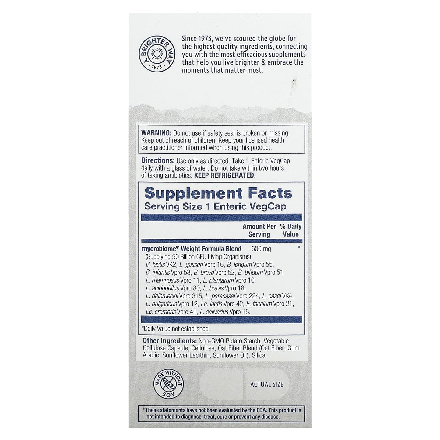 Solaray, Mycrobiome Probiotic Weight Formula, 50 Billion, 30 VegCaps - Image 2