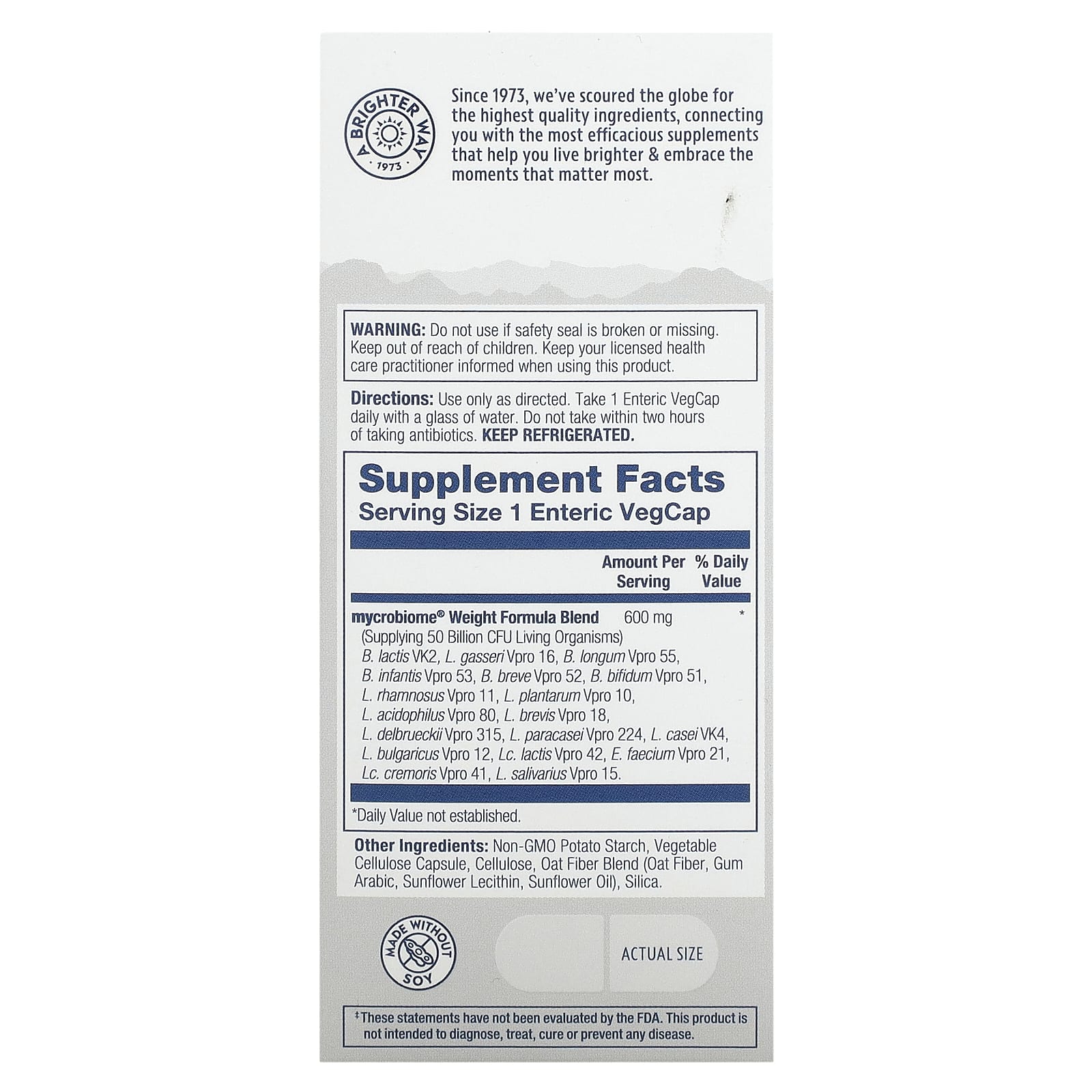 Solaray, Mycrobiome Probiotic Weight Formula, 50 Billion, 30 VegCaps - Image 2