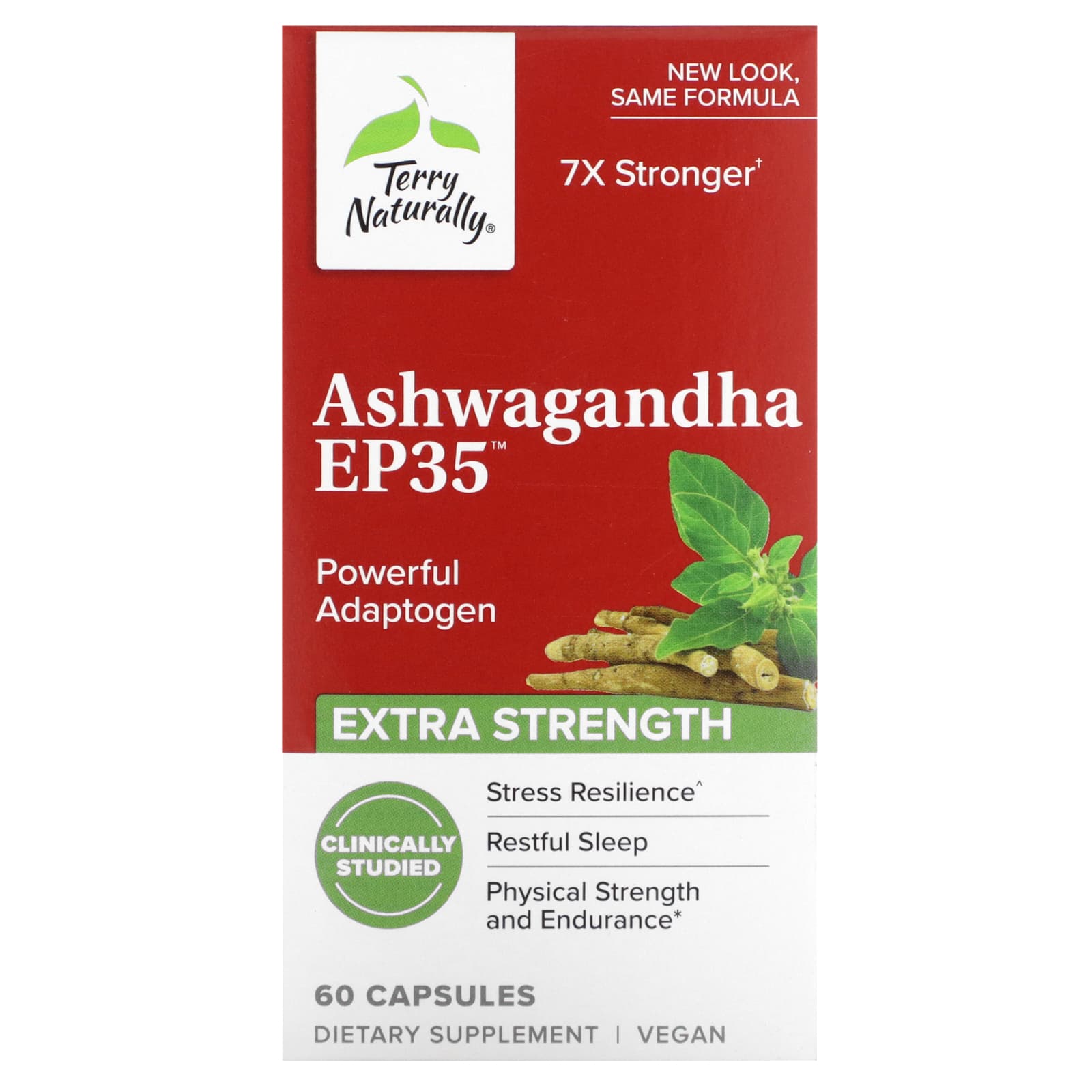Terry Naturally, Ashwagandha EP35, Extra Strength, 60 Capsules (150 mg per Capsule) - Image 1
