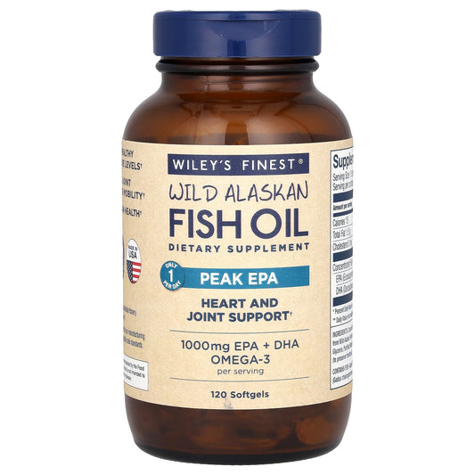 Wiley's Finest, Wild Alaskan Fish Oil, Peak EPA, 120 Softgels - Image 1