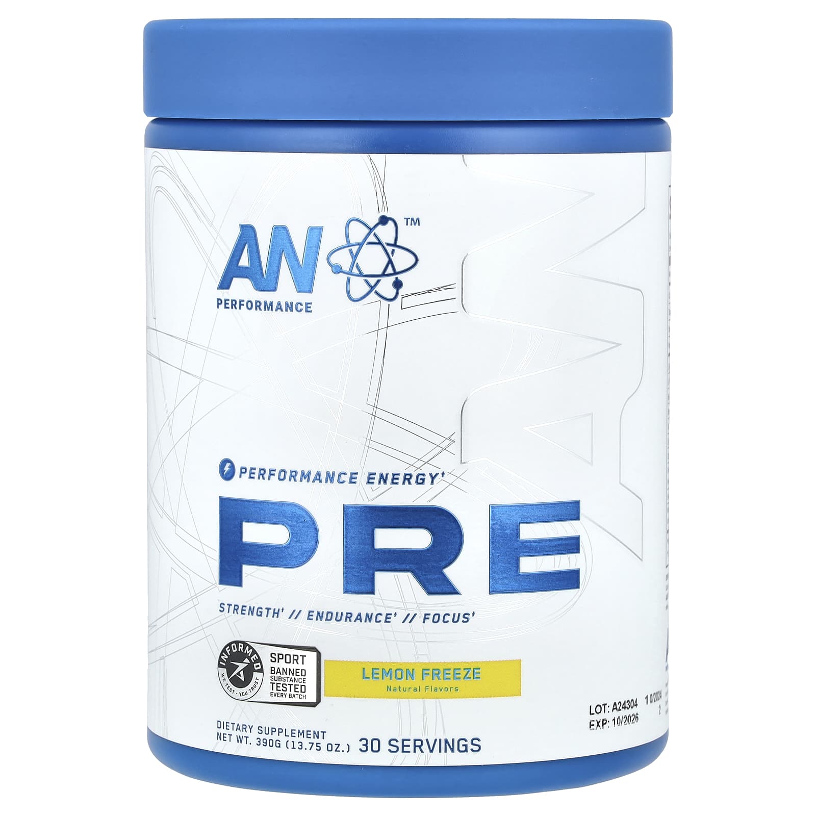 Boost Performance with AN Supps Pre-Workout, Lemon Freeze, 13.75 oz - Image 1