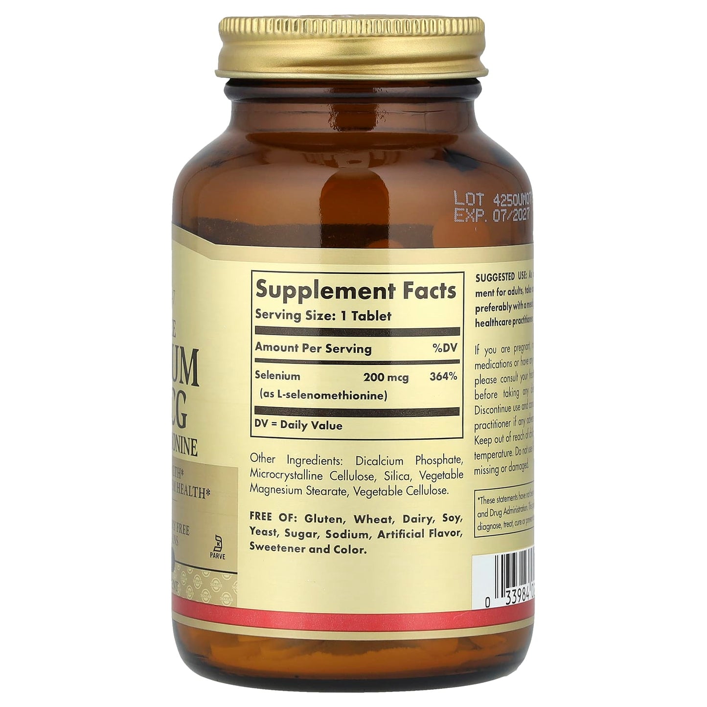 Solgar, Selenium, Yeast-Free, 200 mcg, 250 Tablets