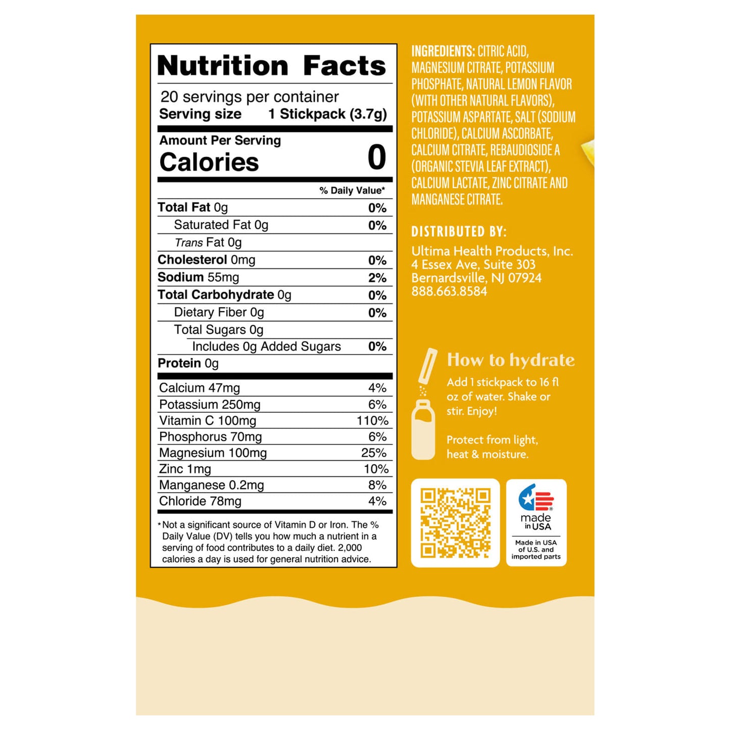 Ultima Replenisher, Daily Electrolyte Drink Mix, Lemonade, 20 StickPacks, 0.13 oz (3.7 g) Each - Image 2