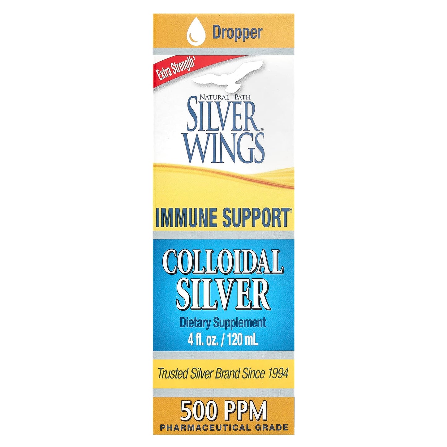 Natural Path Silver Wings, Colloidal Silver, Extra Strength, 500 PPM, 4 fl oz (120 ml) - Image 1