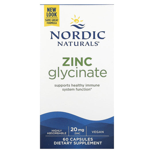 Nordic Naturals, Zinc Glycinate, 20 mg, 60 Capsules - Image 1