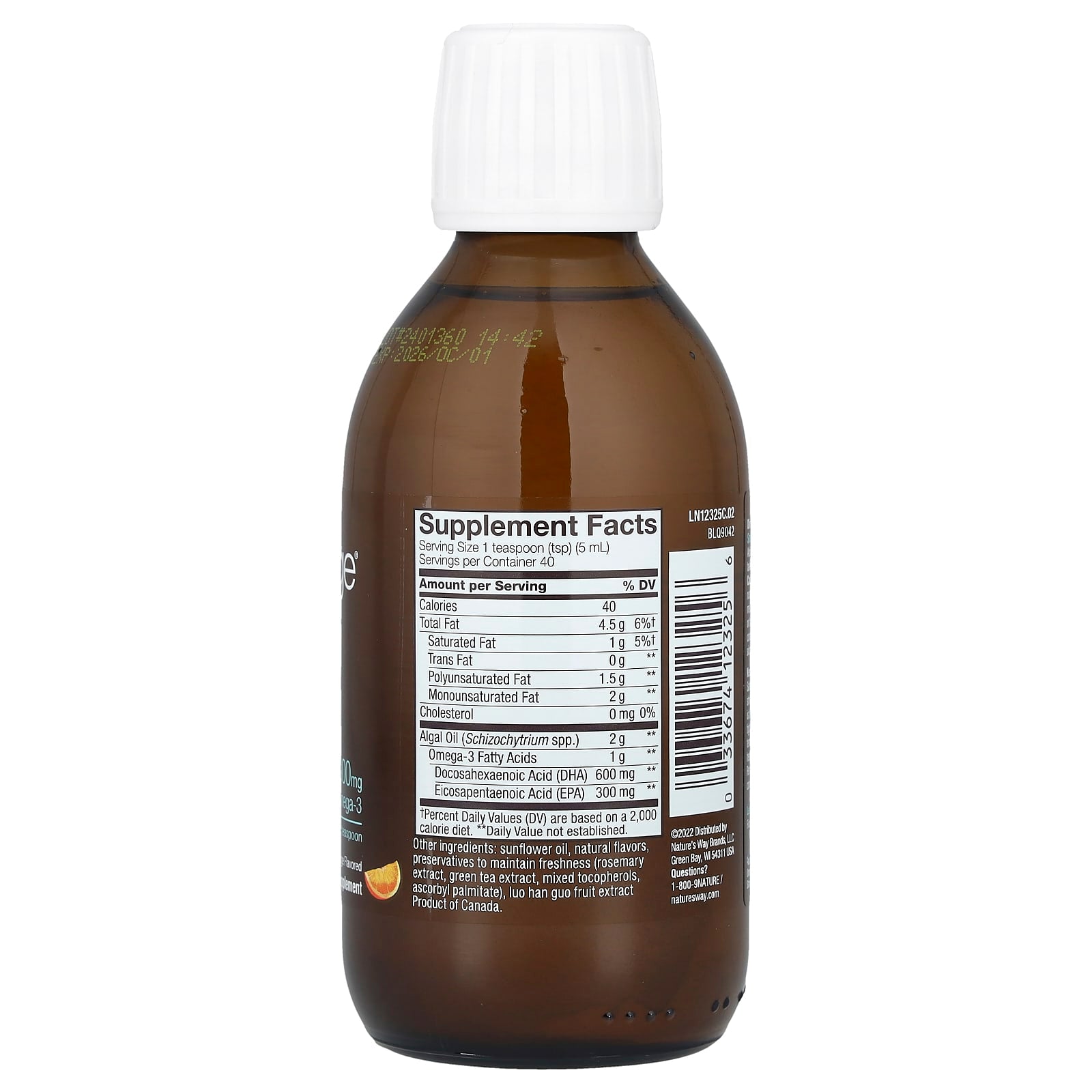 Nature's Way, NutraVege®, Plant Based Omega-3, Extra Strength, Cranberry Orange, 1,000 mg, 6.8 fl oz (200 ml) - Image 2