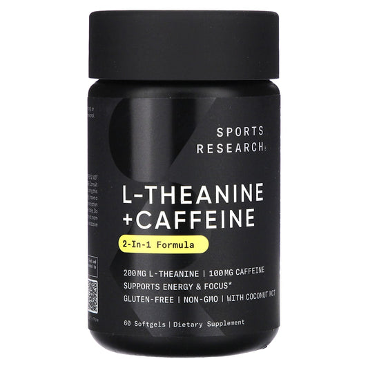 Sports Research, L-Theanine & Caffeine, 2-in-1 Formula, 60 Softgels - Image 1