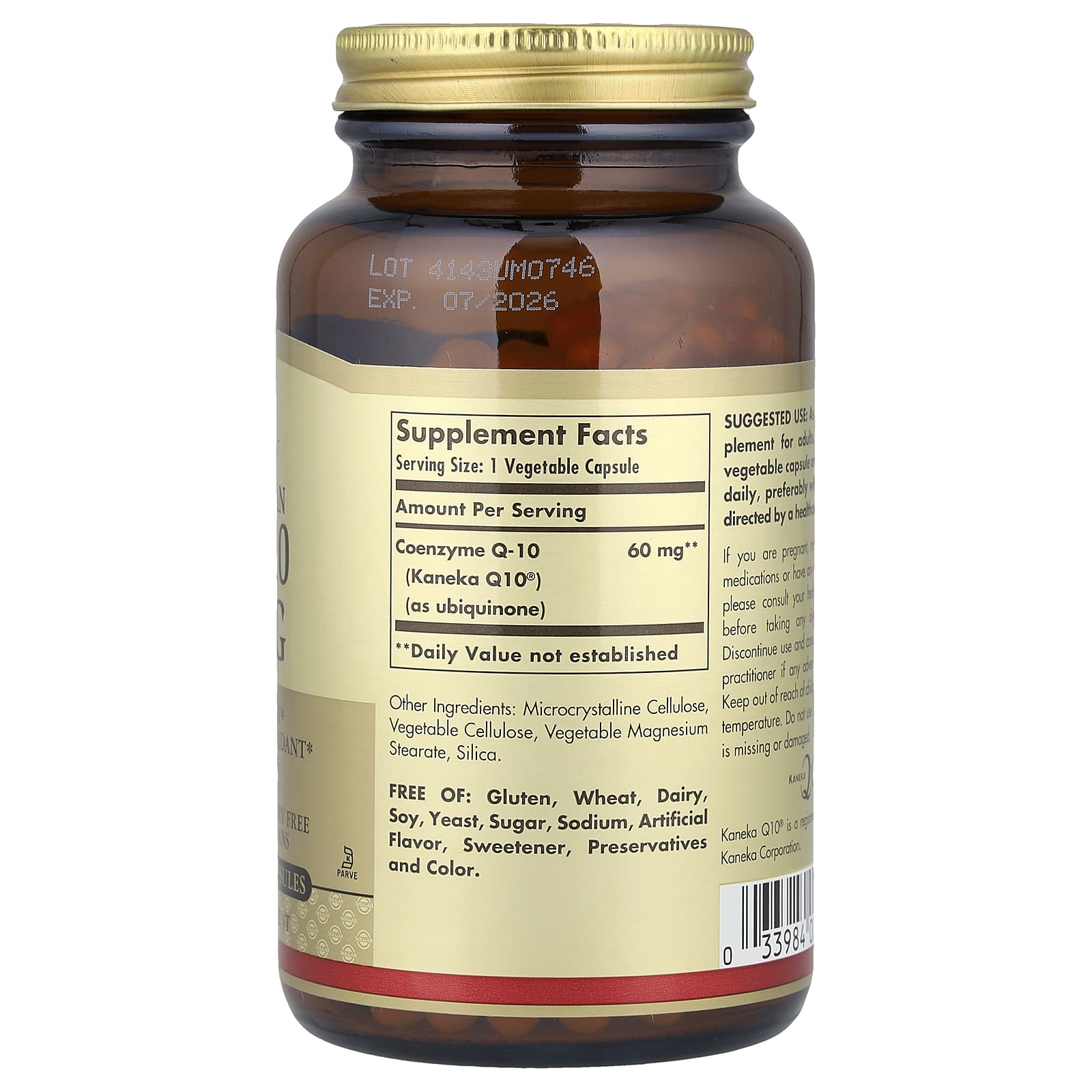 Solgar, Vegetarian CoQ-10, 60 mg, 180 Vegetable Capsules - Image 2