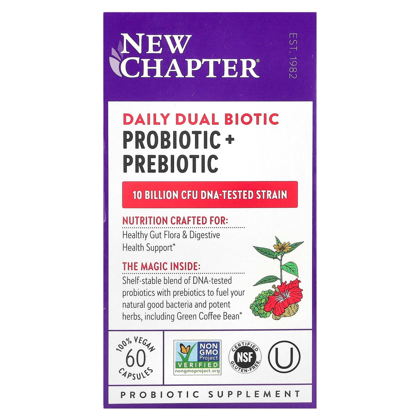 New Chapter, Daily Dual Biotic, Probiotic + Prebiotic, 60 Vegan Capsules - Image 1