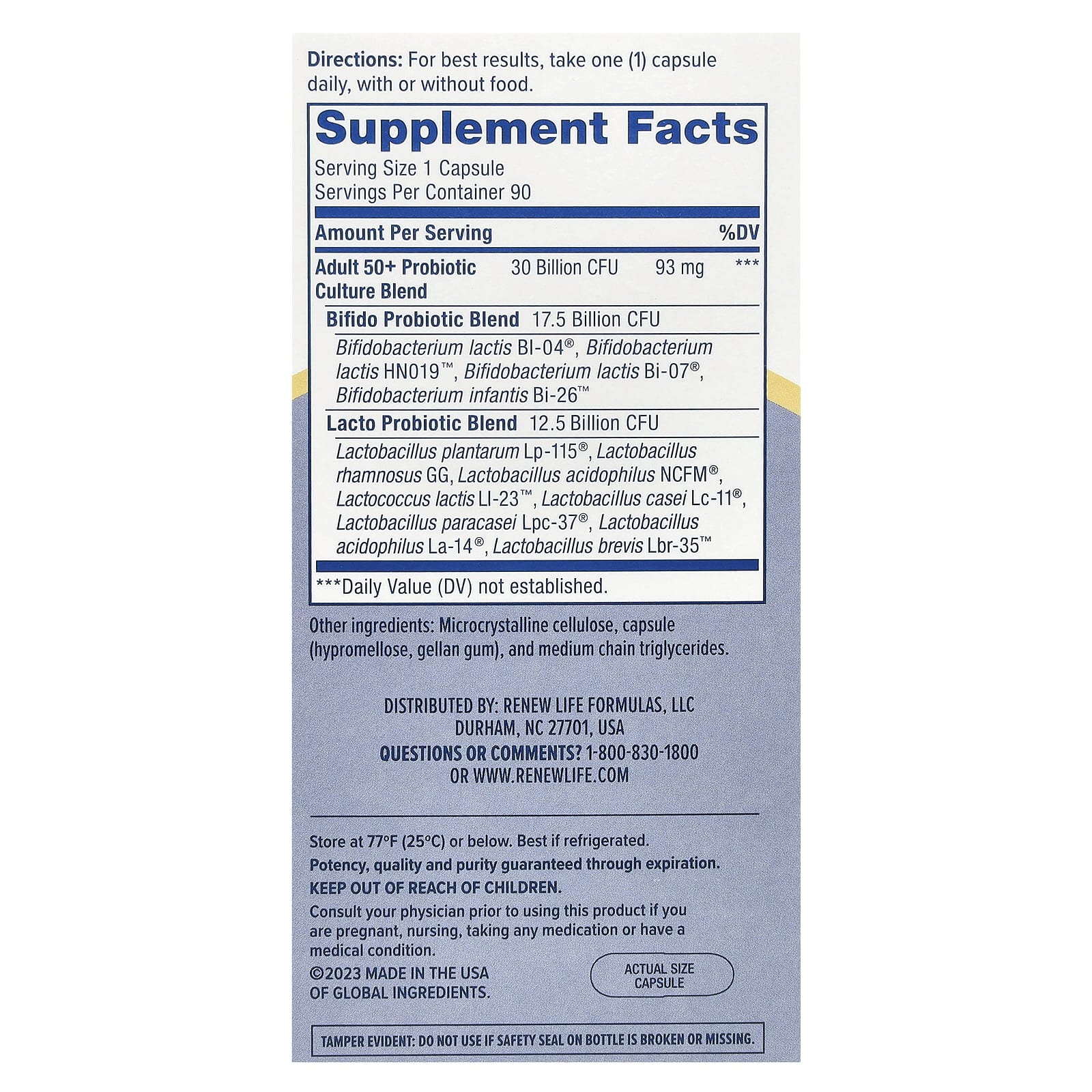 Renew Life, Adult 50+ Probiotic, 30 Billion CFU, 90 Vegetarian Capsules - Image 2