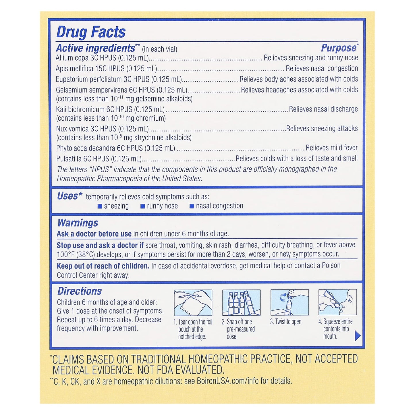 Boiron, Cold Calm Baby, Liquid Doses, Cold Relief, 6+ Months, 30 Pre-Measured Liquid Doses, 0.034 fl oz (1 ml) Each