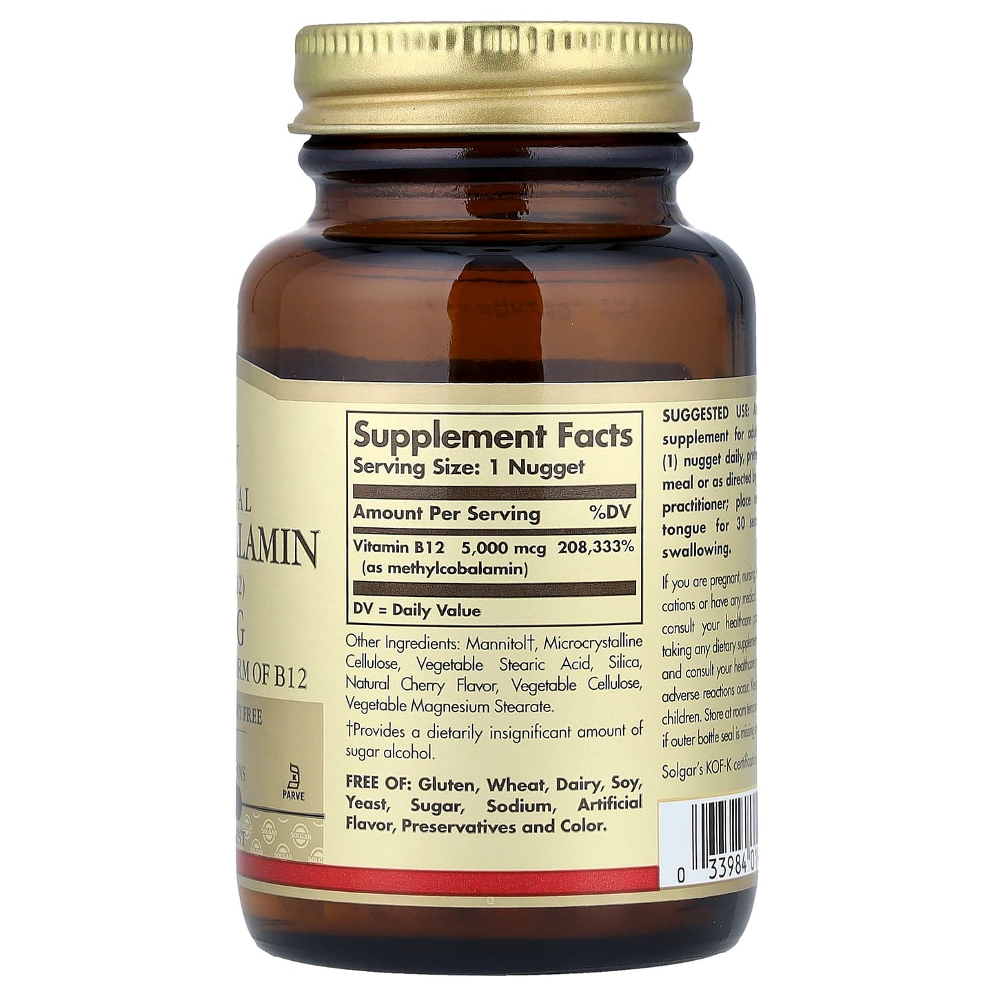 Solgar, Sublingual Methylcobalamin (Vitamin B12), 5,000 mcg, 60 Nuggets - Image 2