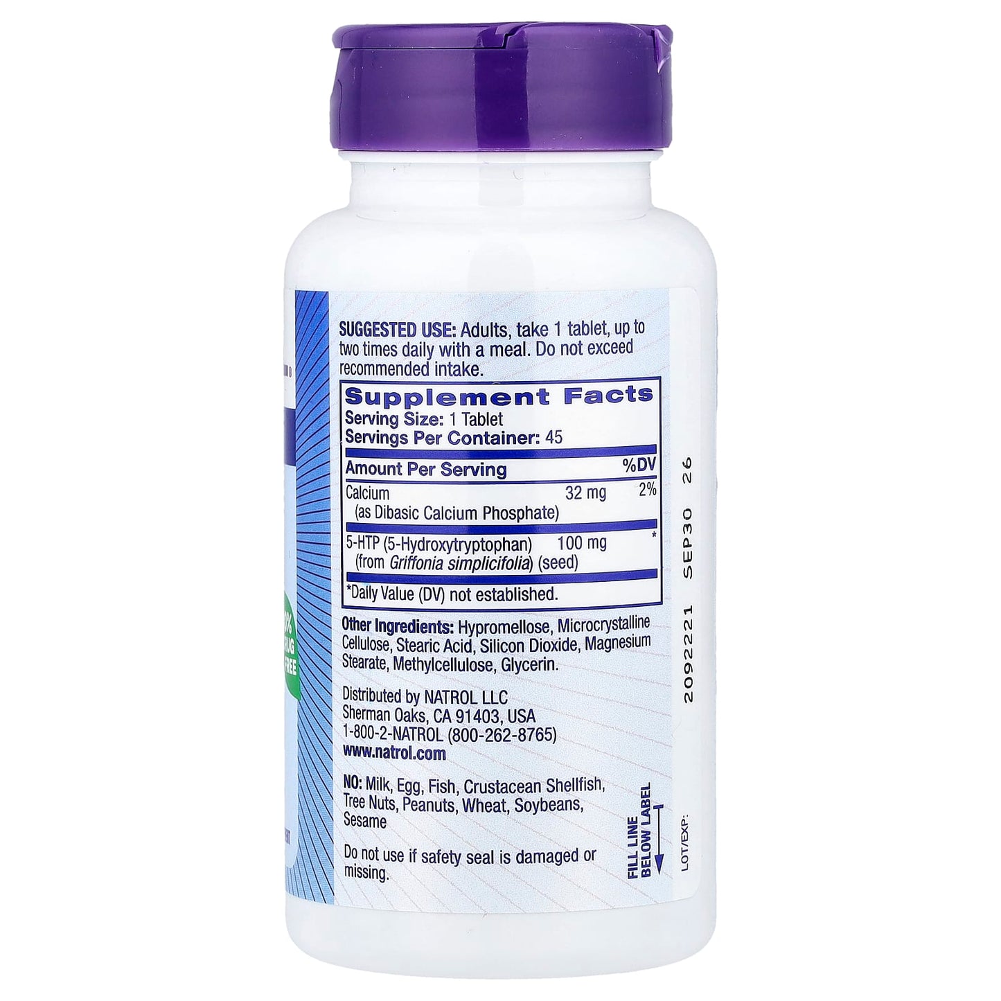 Natrol, 5-HTP, Time Release, 100 mg, 45 Tablets
