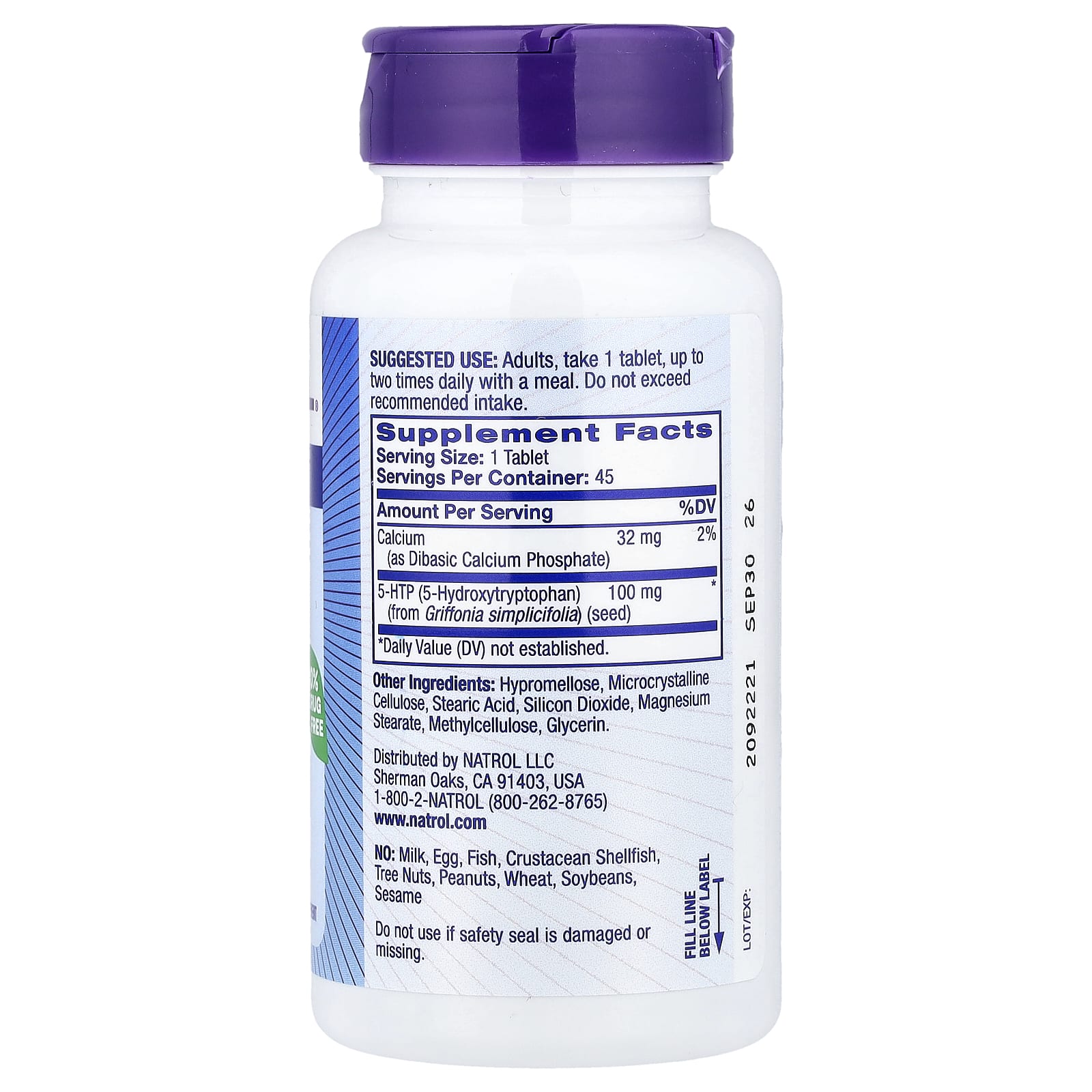Natrol, 5-HTP, Time Release, 100 mg, 45 Tablets