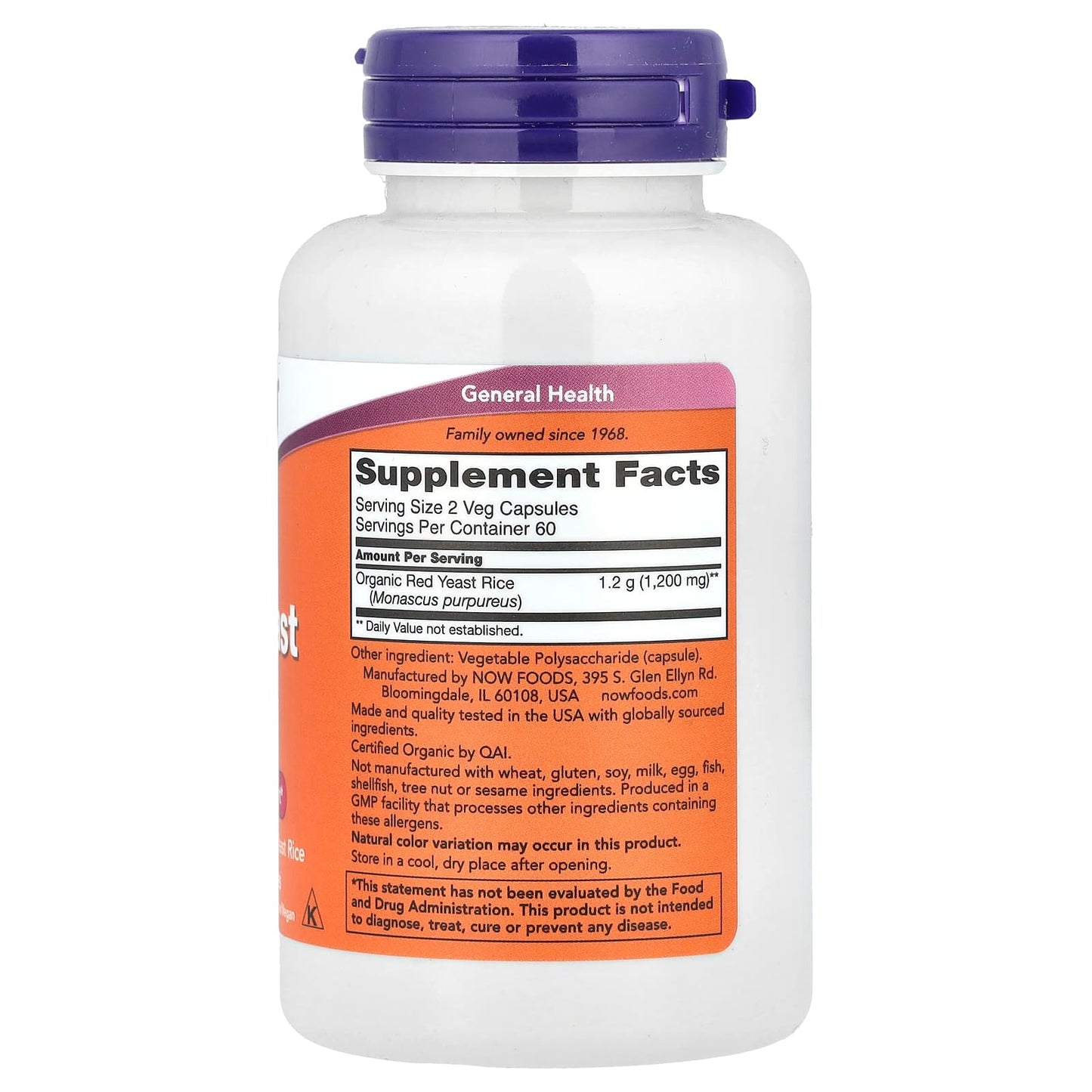 NOW Foods, Red Yeast Rice, 600 mg, 120 Veg Capsules - Image 2