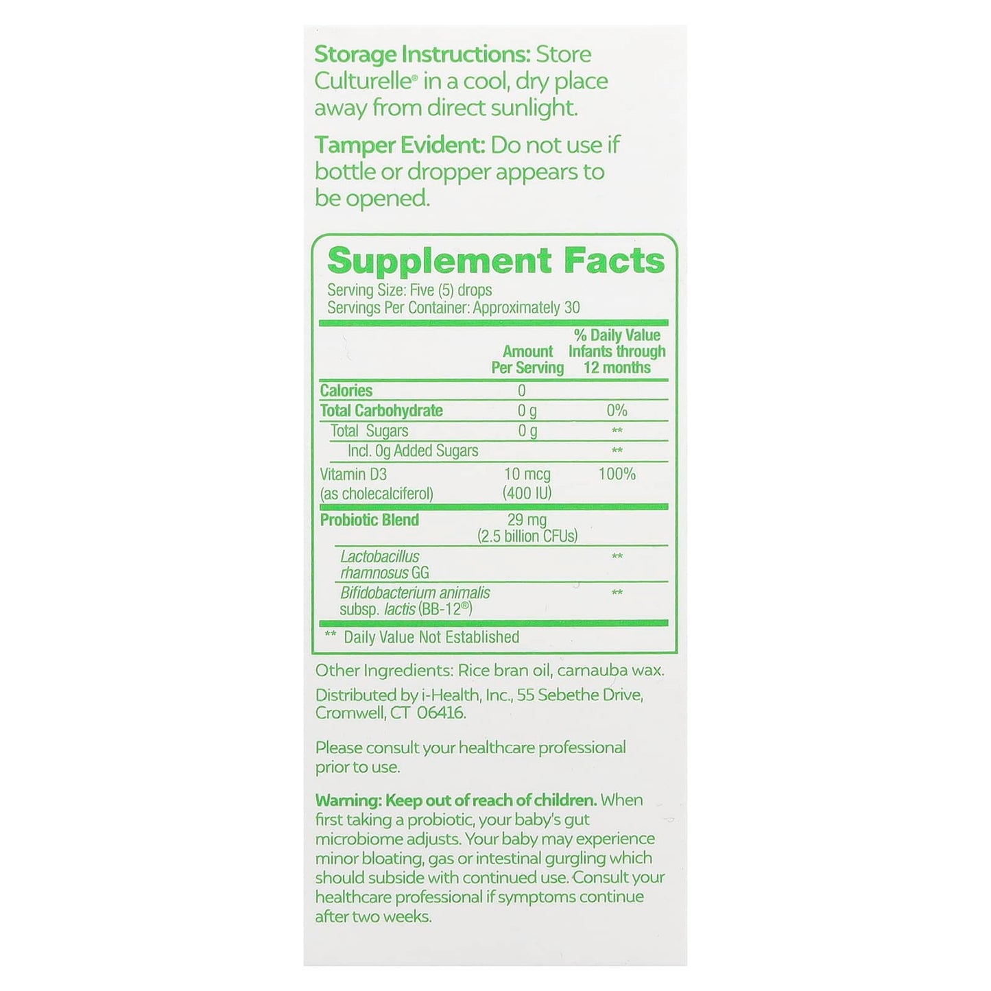 Culturelle, Baby Probiotics, Immune + Digestive Support, Probiotic & Vitamin D Drops, 0-12 Months, 0.3 fl oz (9 ml)