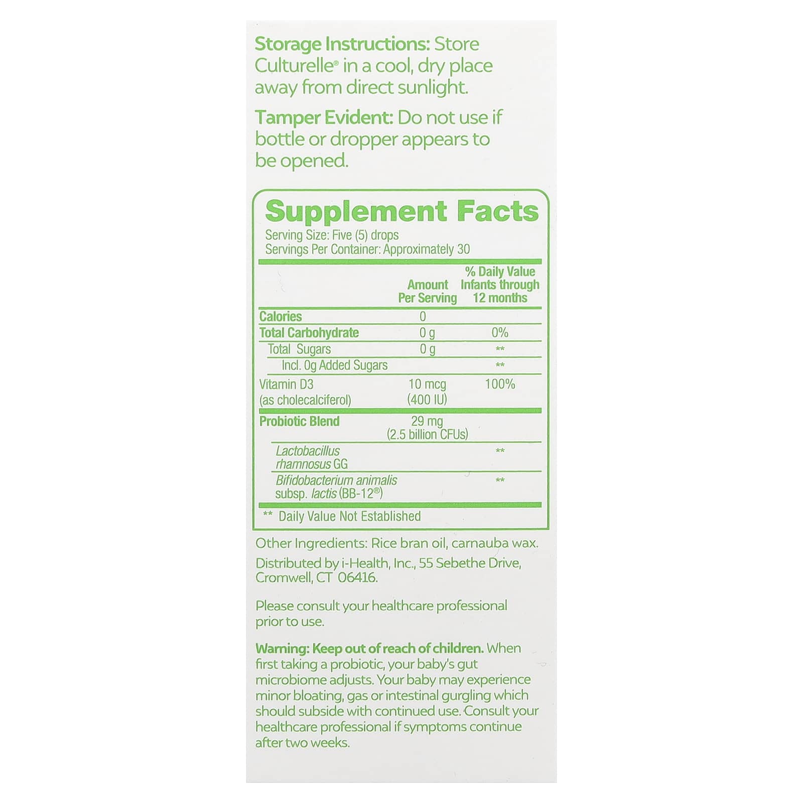 Culturelle, Baby Probiotics, Immune + Digestive Support, Probiotic & Vitamin D Drops, 0-12 Months, 0.3 fl oz (9 ml)