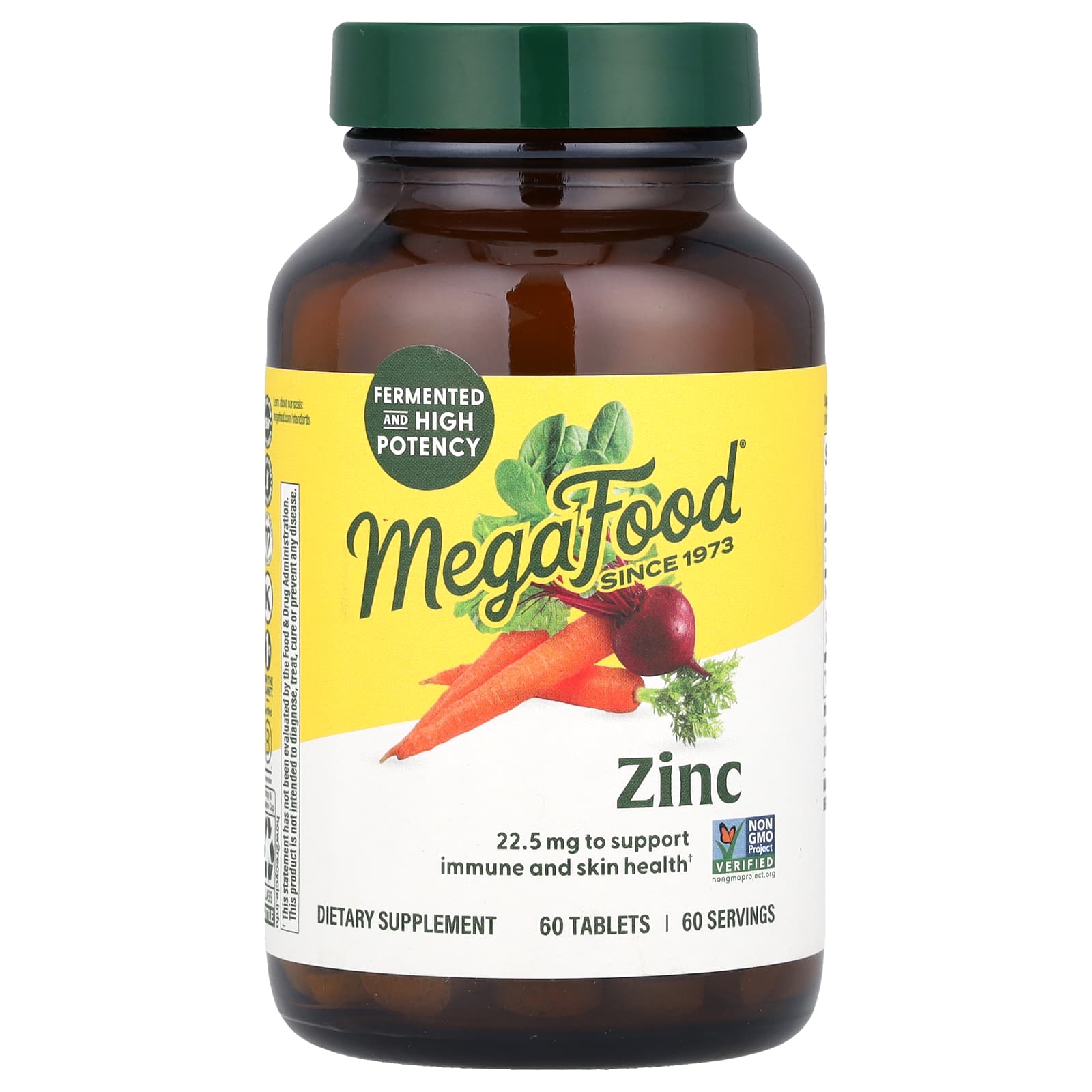 MegaFood, Zinc, 22.5 mg, 60 Tablets - Image 1