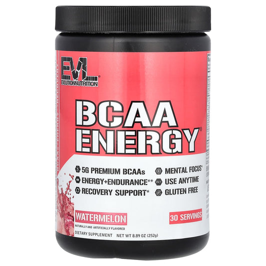 EVLution Nutrition BCAA Energy, Watermelon, 8.89 oz (252g) - Boost Endurance & Energy - Image 1