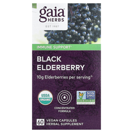 Black Elderberry Immune Support Supplement, 60 Vegan Capsules by Gaia Herbs - Image 1