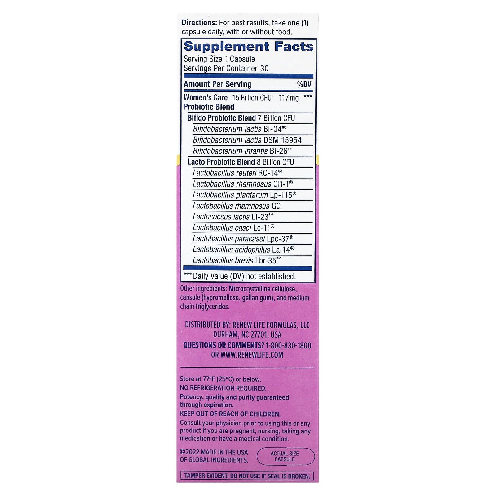Renew Life, Women's Care Probiotic, 15 Billion CFU, 30 Vegetarian Capsules - Image 2