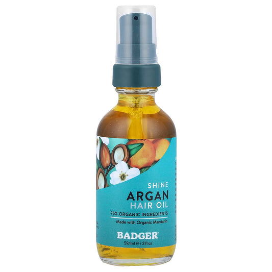 Badger Argan Hair Oil, 2 fl oz - Organic, Vegan, Cruelty-Free - Image 1