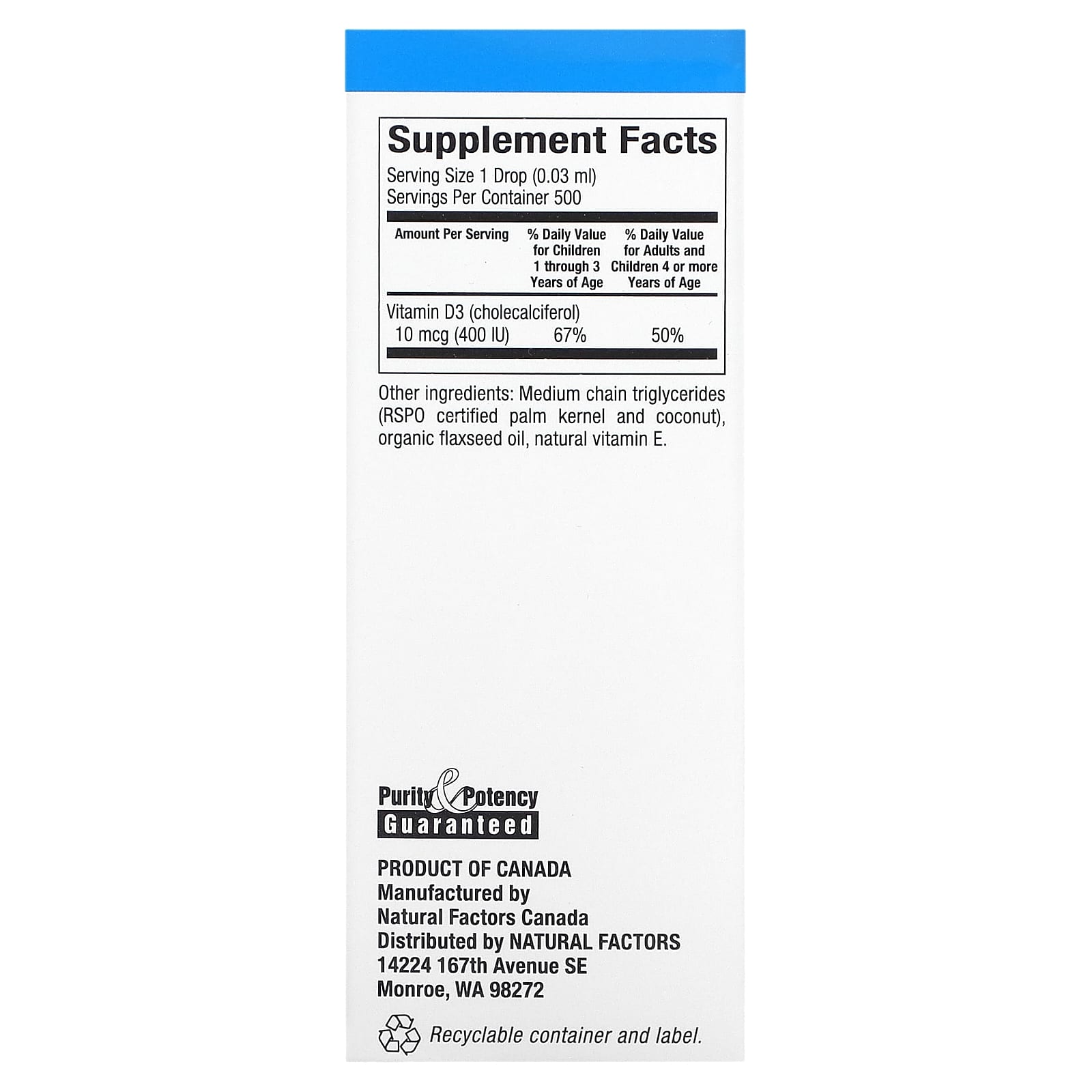 Natural Factors, Vitamin D3 Drops for Kids, Unflavored, 10 mcg (400 IU), 0.5 fl oz (15 ml) - Image 2