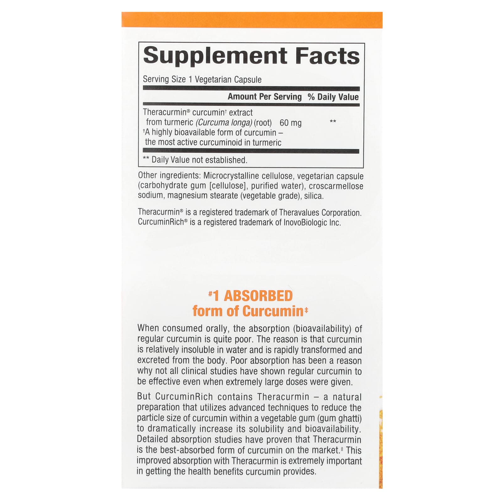 Natural Factors, CurcuminRich®, Double Strength Theracurmin®, 60 mg, 120 Vegetarian Capsules - Image 2