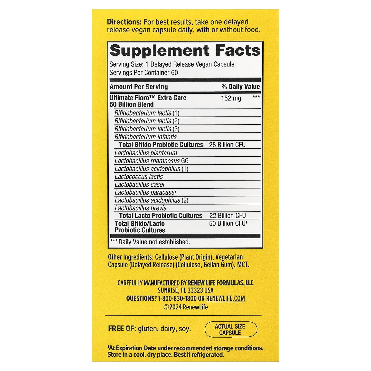 Renew Life, Extra Care Ultimate Flora™ Probiotic, 50 Billion CFU, 60 Delayed Release Vegan Capsules - Image 2