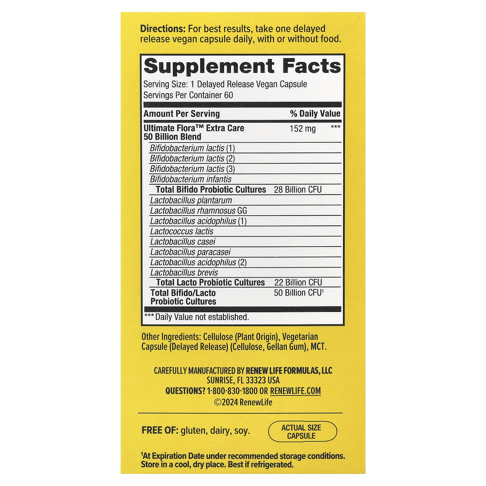 Renew Life, Extra Care Ultimate Flora™ Probiotic, 50 Billion CFU, 60 Delayed Release Vegan Capsules - Image 2